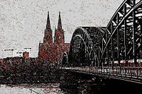 Cologne panorama artstyle peinture noir rouge blanc