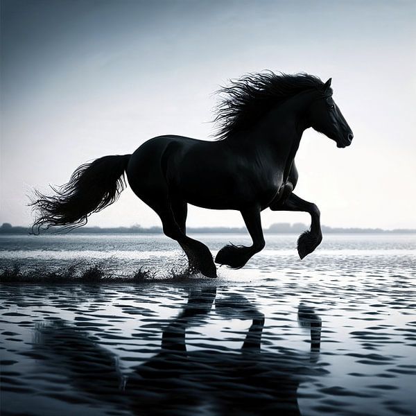 Le cheval frison sur la côte des Wadden 3 par Yvonne van Huizen