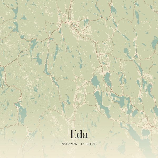 Carte d'époque d'Eda, Suède. par Affiches de lieux