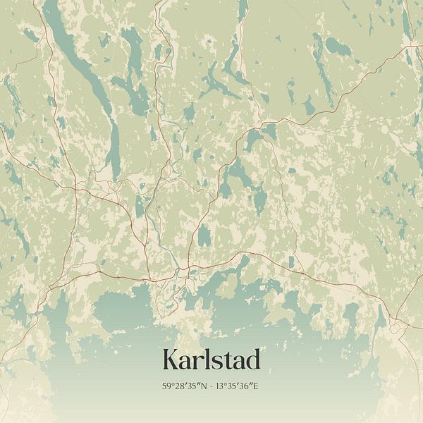 Carte d'époque de Karlstad, Suède. par Affiches de lieux