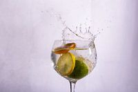 Drei Fruchtstücke in Wasser