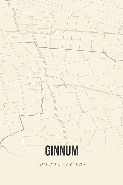 Vintage map of Ginnum (Fryslan) by Prints of Place
