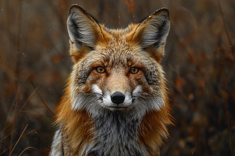 Realistic portrait of a fox in the forest by Art & Soul Creations