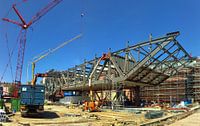 Stedelijk Museum Amsterdam in aanbouw, staalconstructie