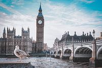 Big Ben, London in black and white with colour pop