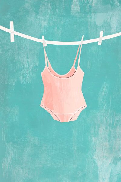 Swimming costume in soft colours by Poster Art Shop
