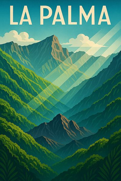 La Palma Mountain Landscape Art Deco Poster by Travel Shop