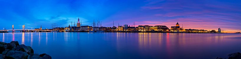 Panorama skyline Kampen at the river during a breathtaking sunset 1 by Anton de Zeeuw