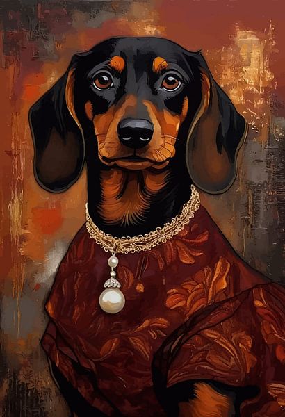 Dackelhund im viktorianischen Kleid von MIROKKU