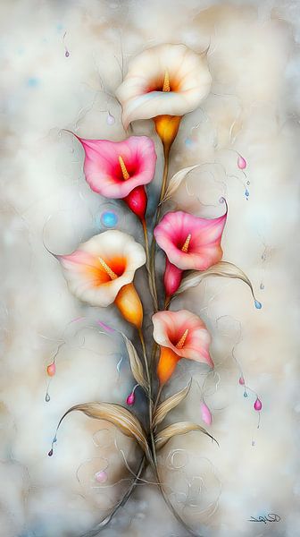 Aquarell von Blumen von Gelissen Artworks