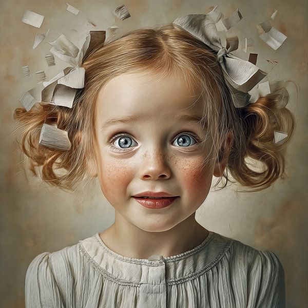 Lustiges surreales Kinderporträt von Schwarzer Kaffee