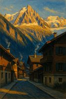 Chamonix Evening Glow – Alpine Village Wall Art
