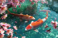 Pêche à la carpe koï dans un étang