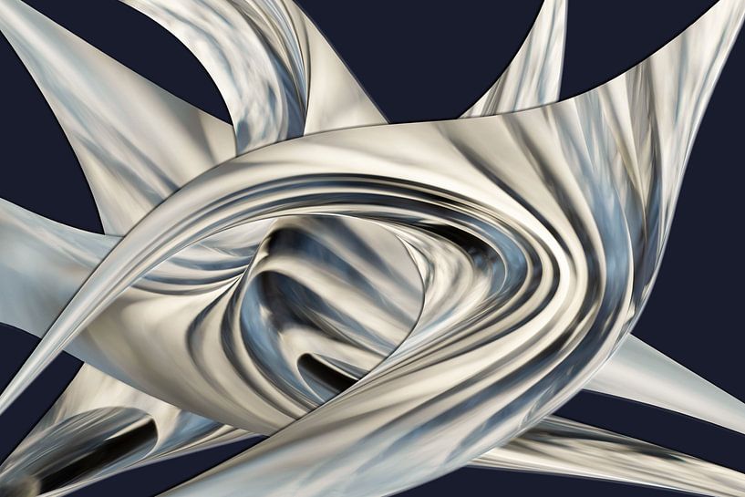 Formes abstraites en métal argenté brillant par Lisette Rijkers