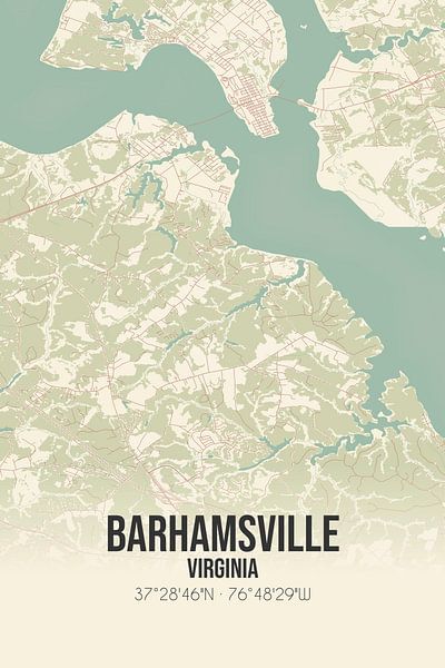 Carte ancienne de Barhamsville (Virginie), USA. par Affiches de lieux
