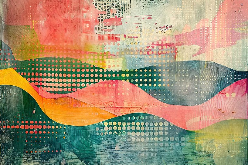 Abstract | Dancing Colors on Canvas van Abstract Schilderij