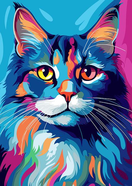 Katze Tier WPAP Pop Art Farbe Stil von Mason Scott