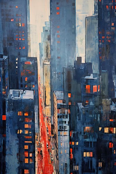City Painting | Crimson Avenue by Abstract Painting