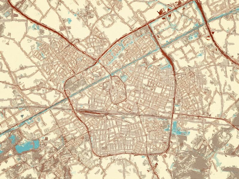 Kaart van Weert in de stijl Blauw &amp; Crème van De Kaartenwinkel