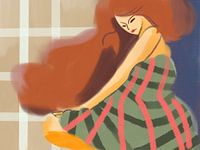 CALM MORNING, Frauen mit tiefgrünen Kleidern, eindrucksvoller und eleganter Stil