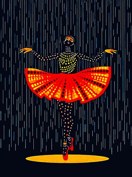 Une ballerine danse sous la pluie - Illustration minimaliste par A.D. Digital ART