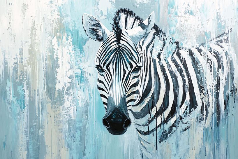 Zèbre moderne avec des tons bleus par Art & Soul Creations
