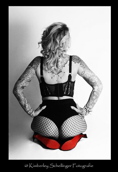 Lingerie/boudoir tattoo by Kim Schellinger