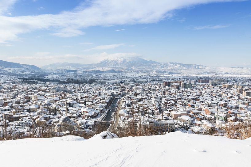Prizren city covered with snow in winter season by Besa Art
