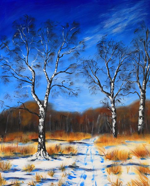Paysage hivernal avec des arbres de bouleau par Karen Kaspar