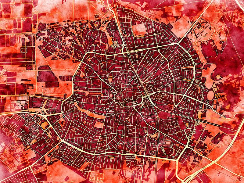 Carte de Hilversum avec le style 'Amber Autumn' par Maporia