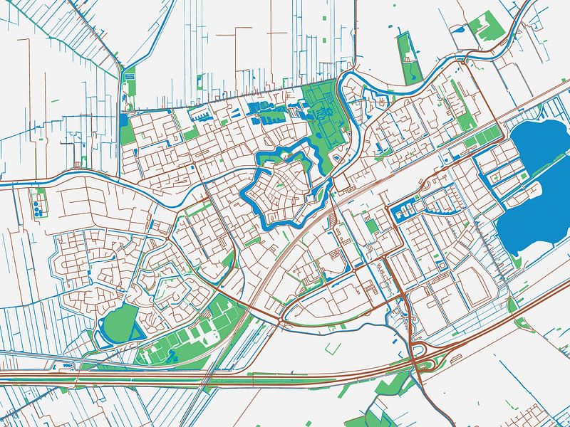 Map of Woerden in the style Urban Ivory by De Kaartenwinkel