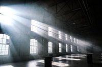 Das Sonnenlicht scheint durch die Fenster