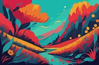 Surreale Fantasie Landschaft mit vibrant colors