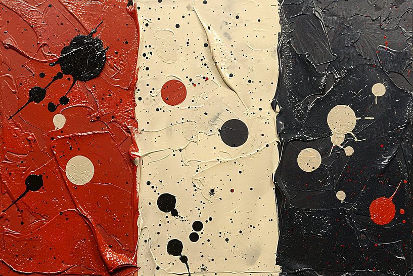 Abstract compositie rood wit zwart van Art & Soul Creations
