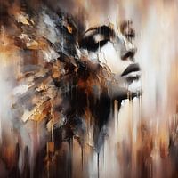 Vrouwengezicht met bruin en goud