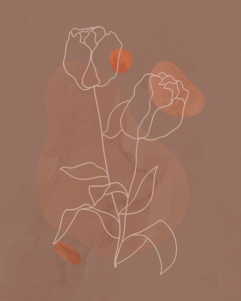 Minimalistische Illustration einer Blume in Erdtönen von Tanja Udelhofen