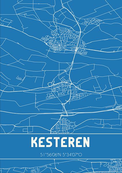Blueprint | Carte | Kesteren (Gelderland) par Affiches de lieux