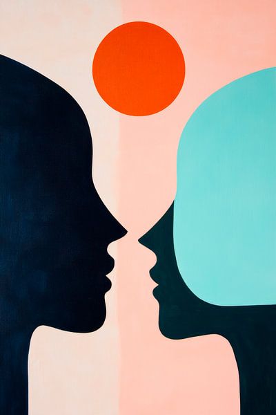 Gesichter im Dialog – Abstrakte Harmonie von Poster Art Shop