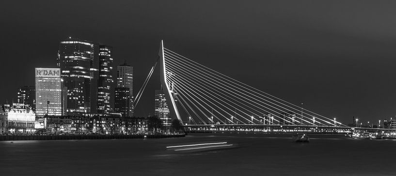Rotterdam Skyline noir et blanc la nuit par Arthur Scheltes