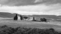 Capella di Vitaleta Val d'Orcia San Quirico Italien in Schwarz und Weiß