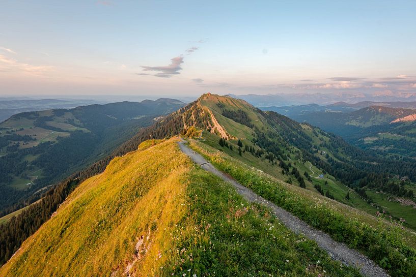 Sonnenuntergangsstimmung an der Nagelfluhkette von Leo Schindzielorz