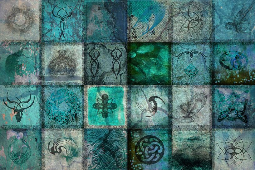 Collage Türkis, digitale Kunst von Rietje Bulthuis