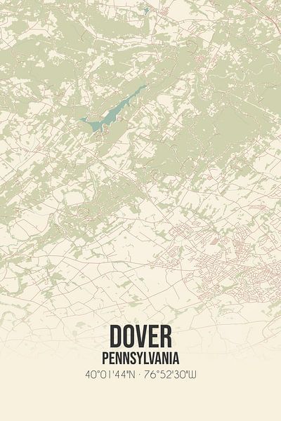 Vieille carte de Dover (Pennsylvanie), USA. par Affiches de lieux
