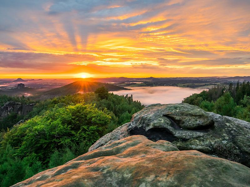 Carolafelsen, Sächsische Schweiz - Lilienstein und Hohe Liebe von Pixelwerk