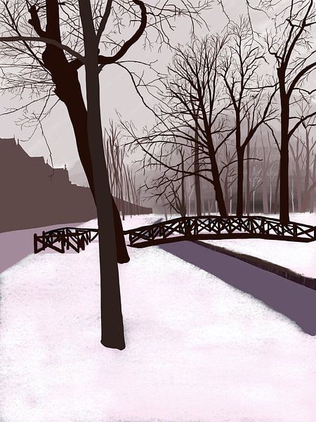 Wilhelminapark Utrecht im Schnee von Jadzia Klimkiewicz