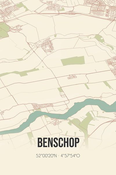 Vintage map of Benschop (Utrecht) by Prints of Place