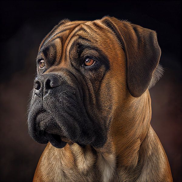 Portrait of a Bullmastiff Illustration by Animaflora PicsStock