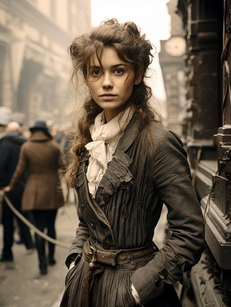 In the hustle and bustle of the city with a strong view by Klaus Tesching - Art-AI