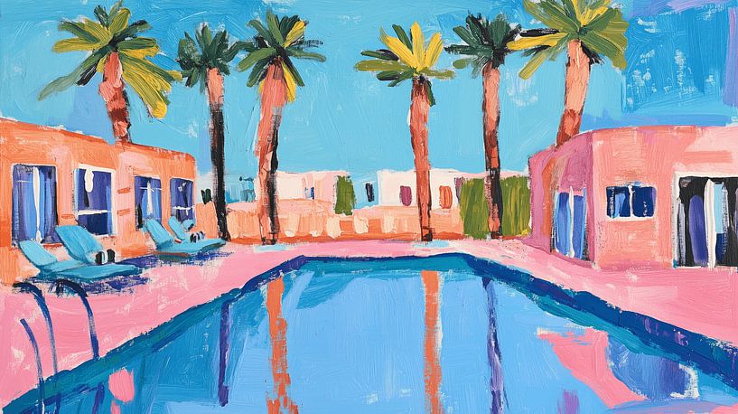 Six palmiers au bord de la piscine par Dream Drip