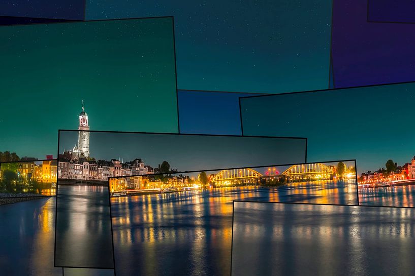 Collage Deventer Skyline by Night by Arjen Roos